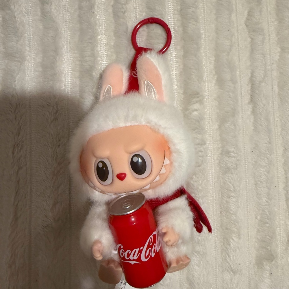 Coca Cola Plush Bunny Character Keychain - White and Red